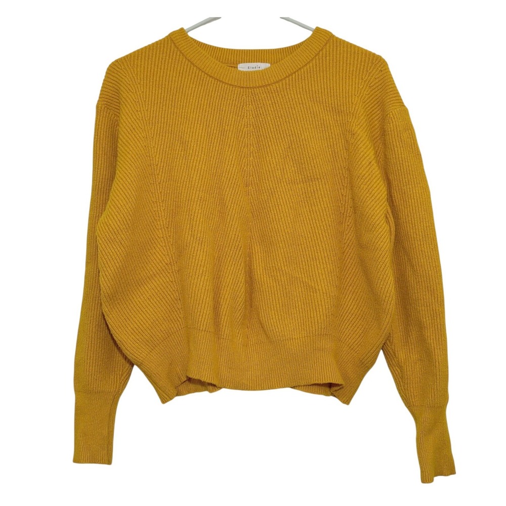 Elodie Womens Mustard Yellow‎ Ribbed Knit Crewneck Sweater Medium CS001